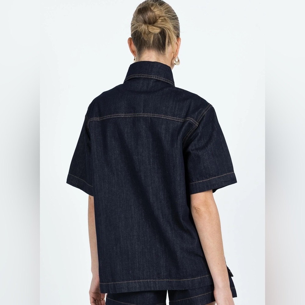 Princess polly Whitaker short sleeve shacket button down top - Picture 5 of 8